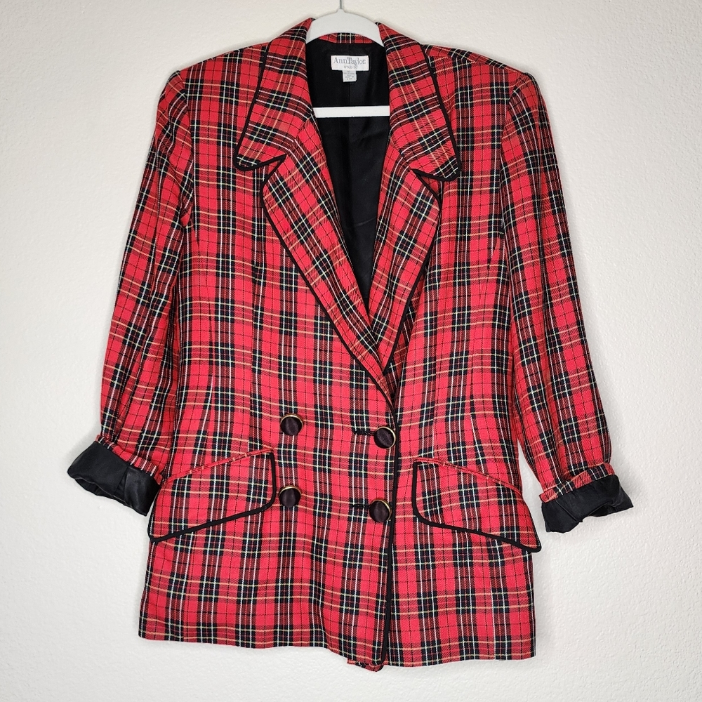 Vintage Red Plaid Women's Jacket